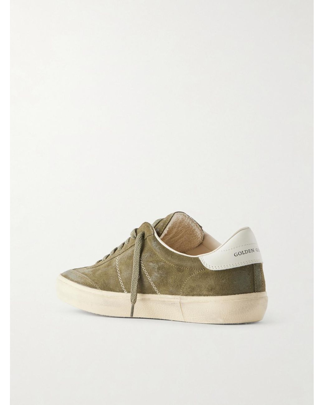 Golden Goose Deluxe Brand Green Soul Star Leather-Trimmed Distressed Suede Sneakers for men