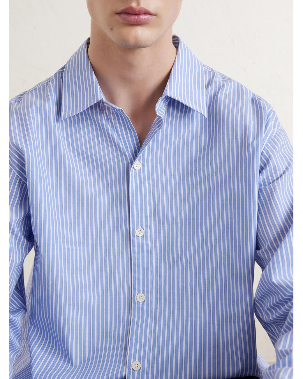 mfpen Blue Generous Striped Cotton Shirt for men
