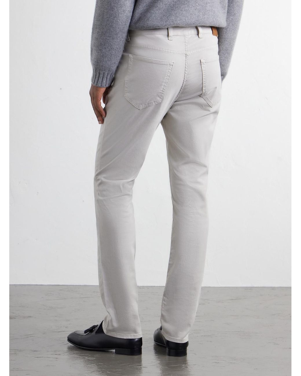 Boglioli White Straight-Leg Garment-Dyed Cotton-Blend Twill Trousers for men