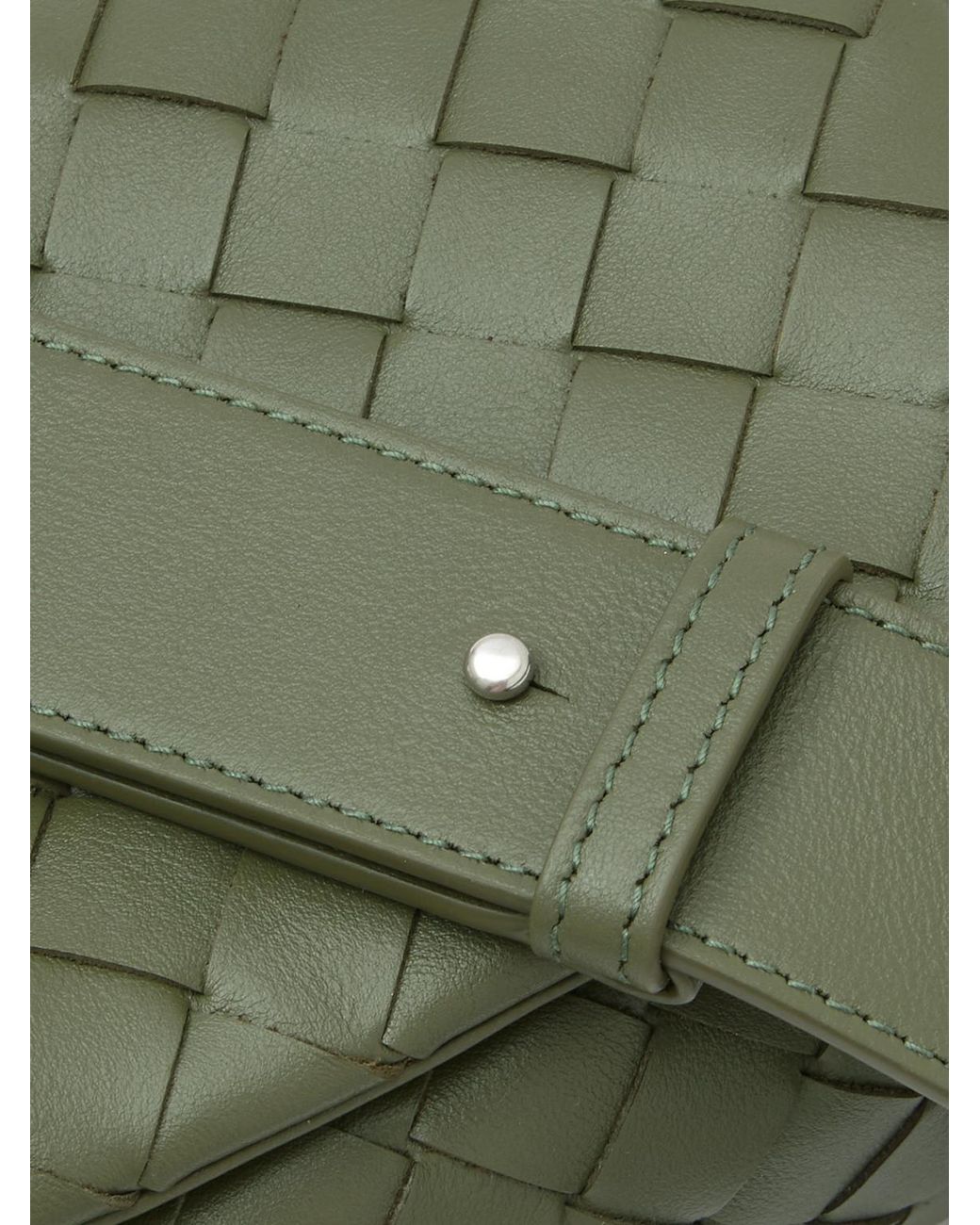 Bottega Veneta Green Intrecciato Leather Messenger Bag for men