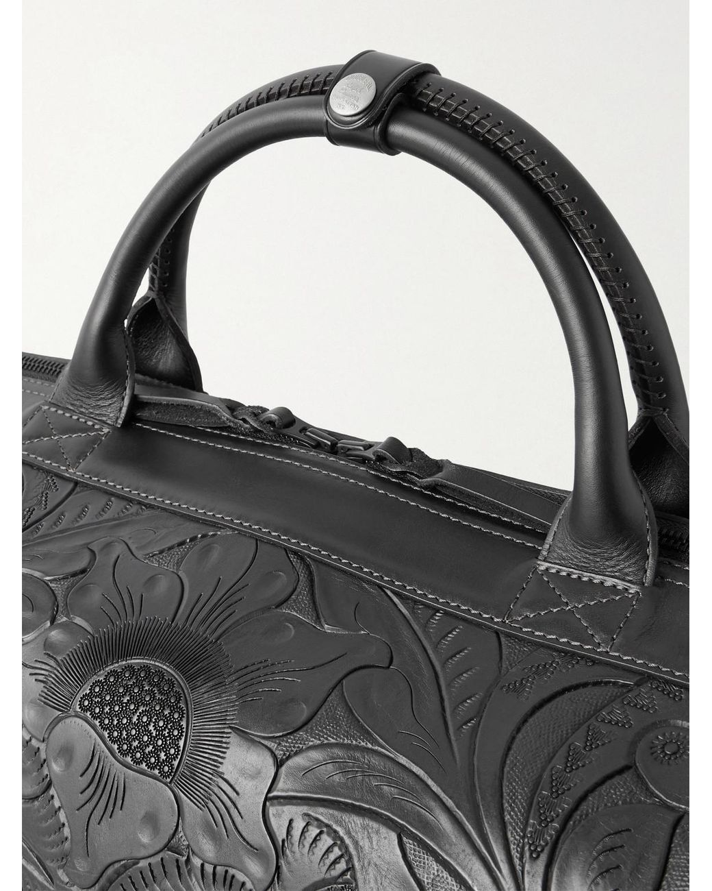 Engraved Leather Weekend Bag di RRL in Black da Uomo