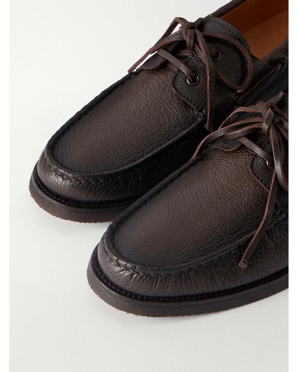 Officine Creative Black Balfron 002 Leather Boat Shoes for men