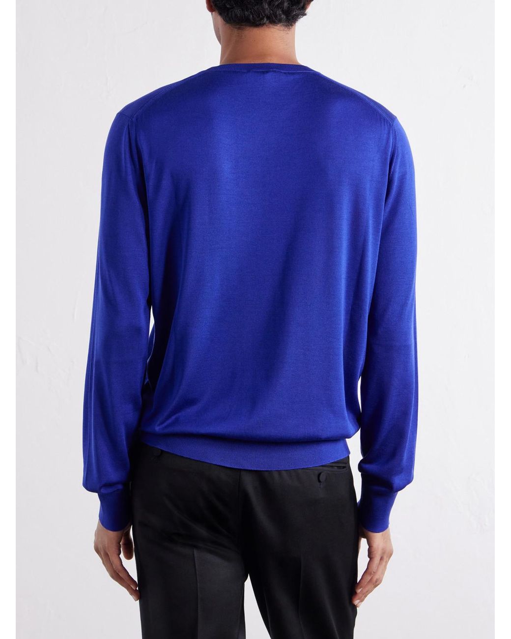 Tom Ford Blue Silk Sweater for men
