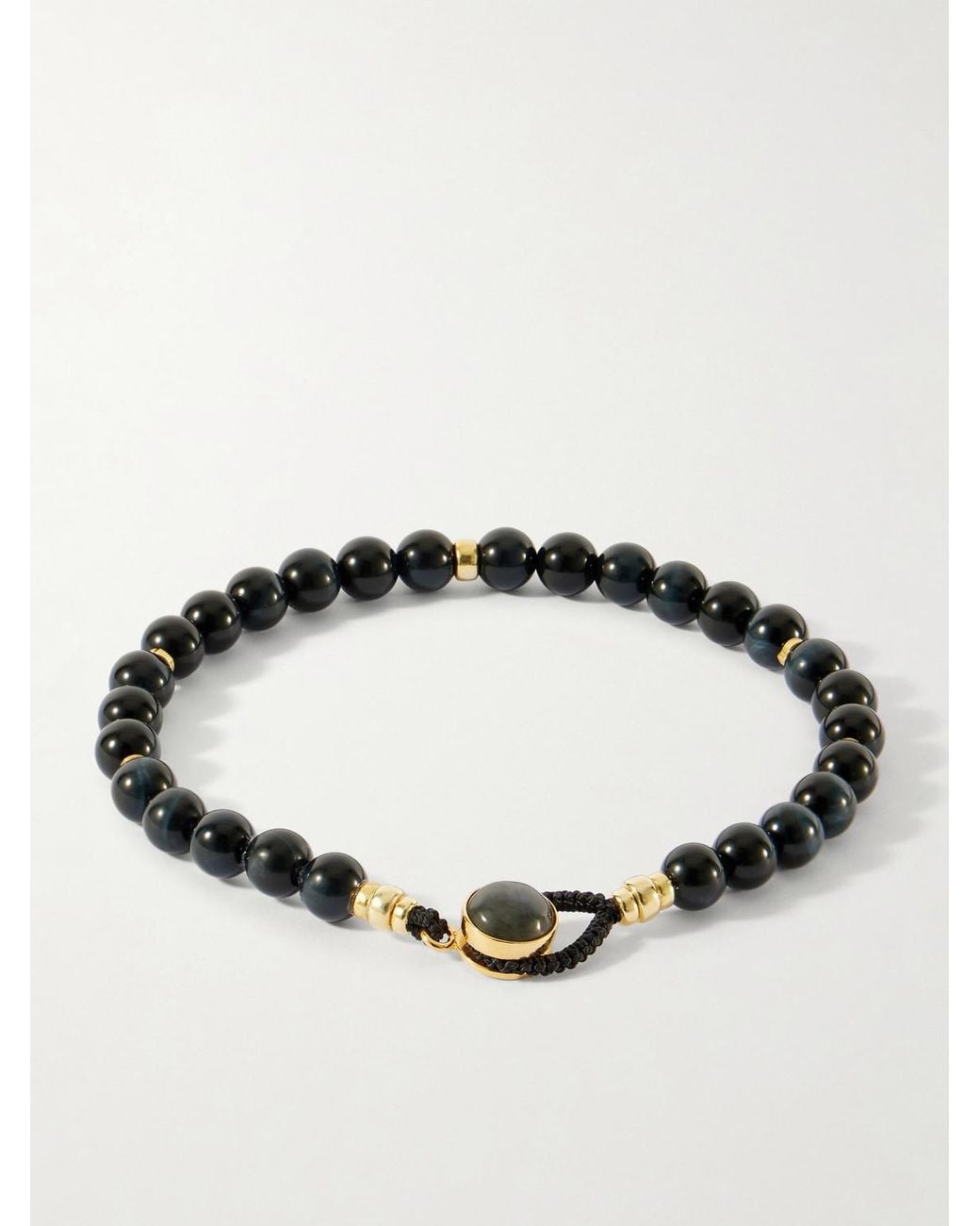 Mikia Metallic Circle 8-Plated Sterling, Tiger's Eye And Labradorite Beaded Bracelet for men