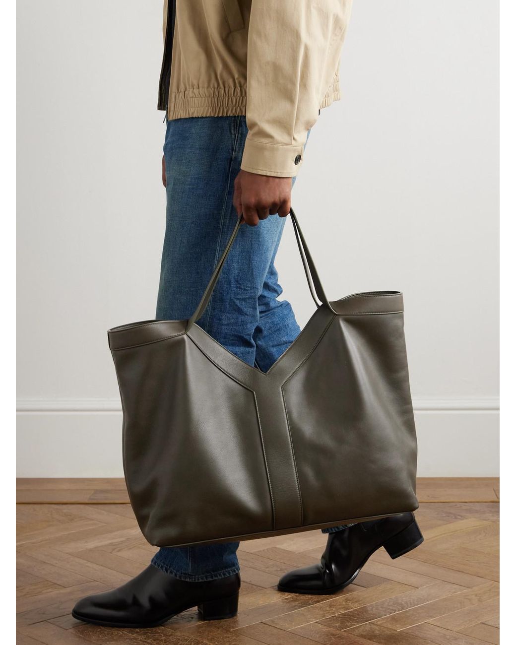 Saint Laurent Black Y Leather Tote Bag for men