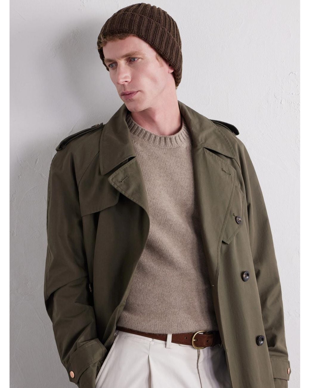 STÒFFA Brown Ribbed Cashmere Beanie for men