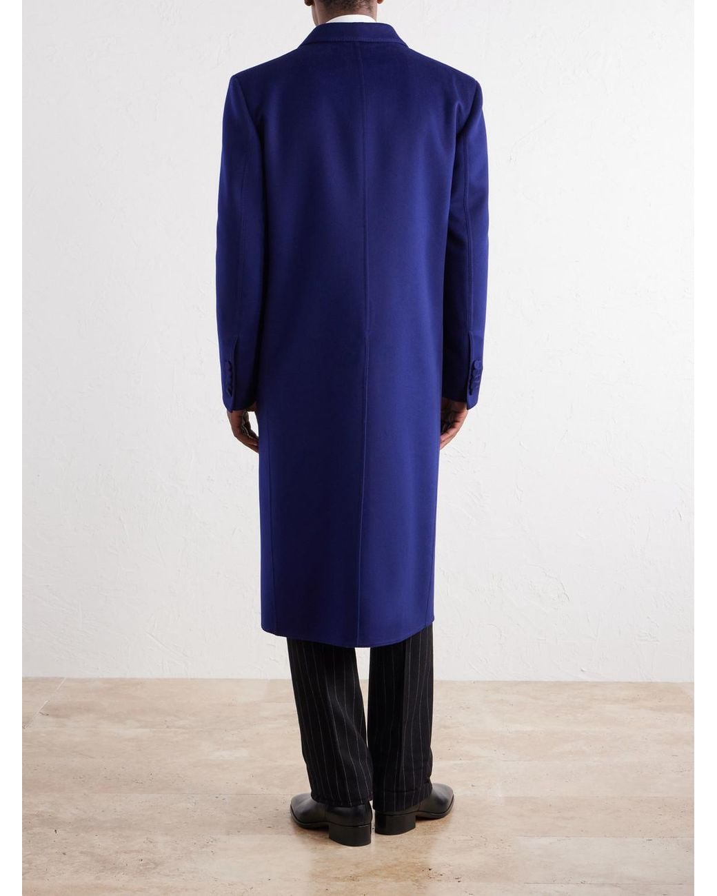 Tom Ford Blue Double-Breasted Brushed Wool And Cashmere-Blend Felt Coat for men