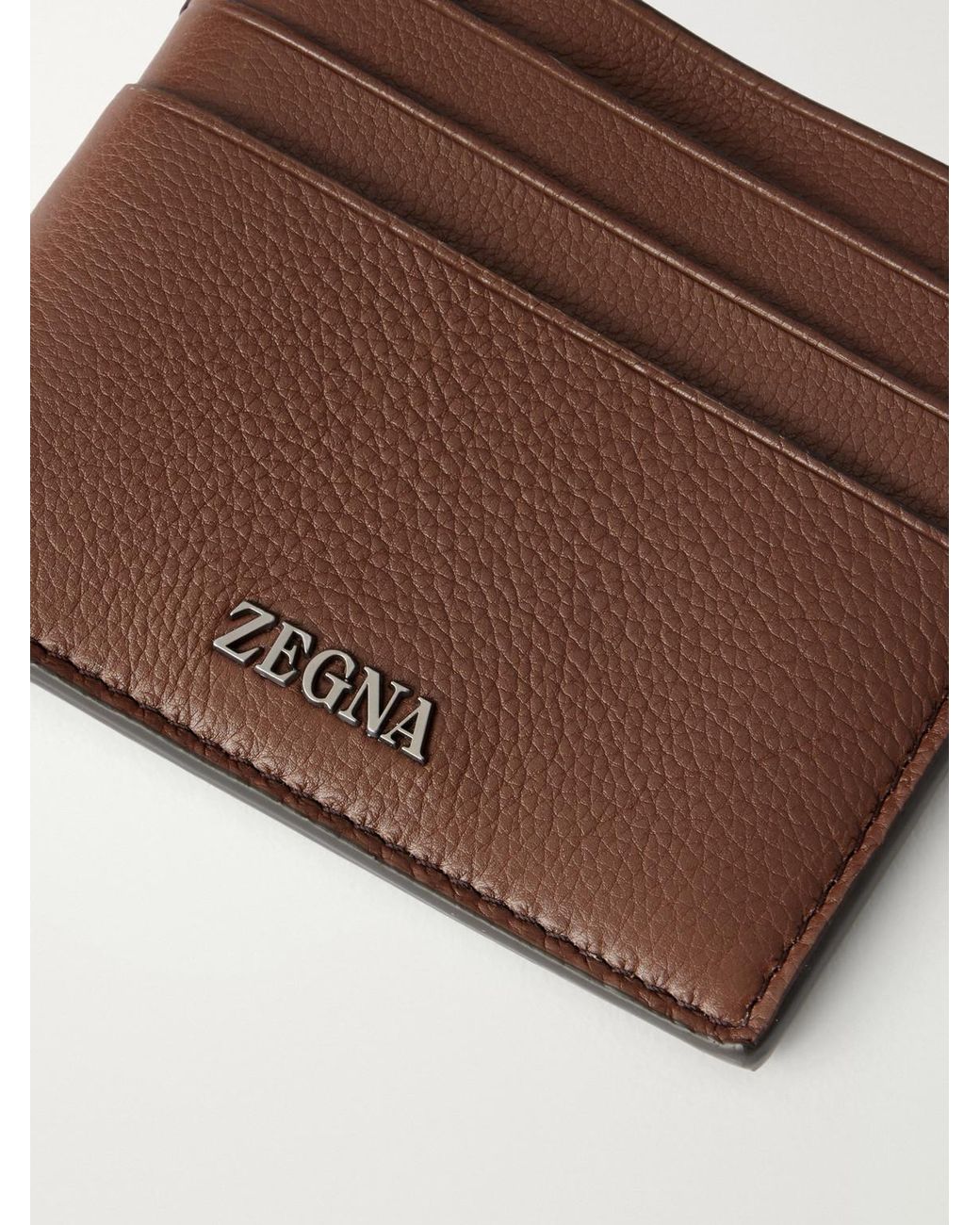 Zegna Brown Leather Cardholder for men