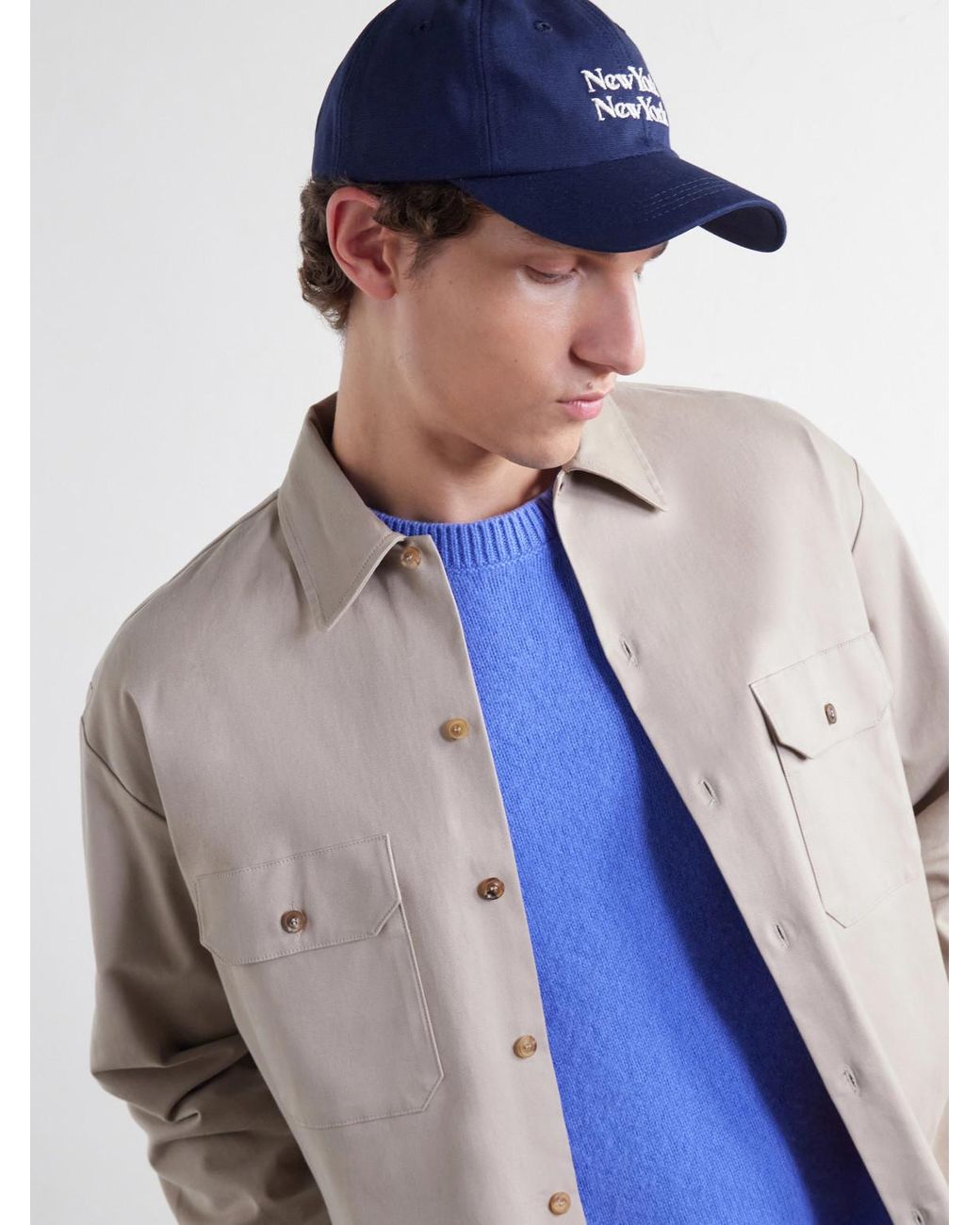 Corridor NYC Blue New York Embroidered Cotton-Canvas Cap for men