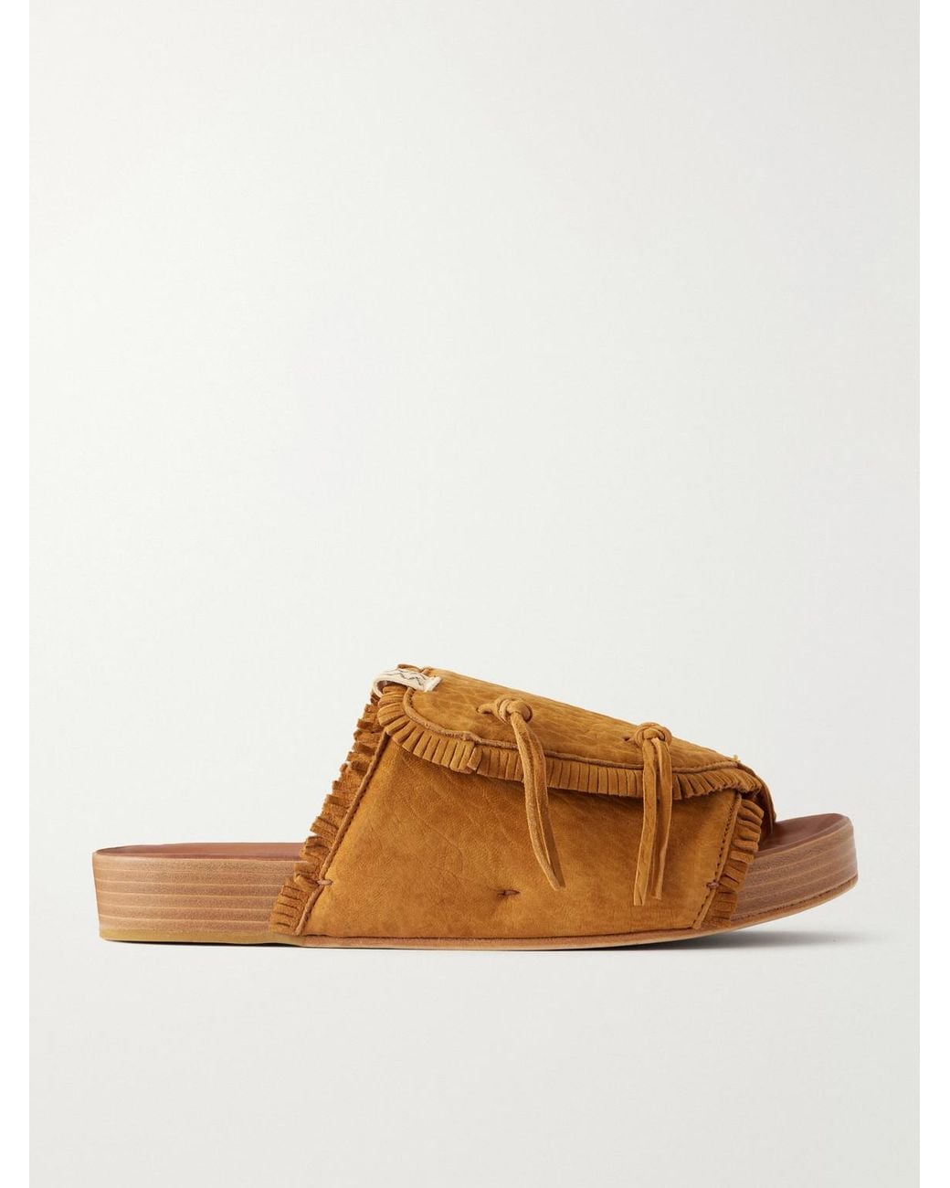 Visvim Brown Christo Shaman Folk Suede Slides for men