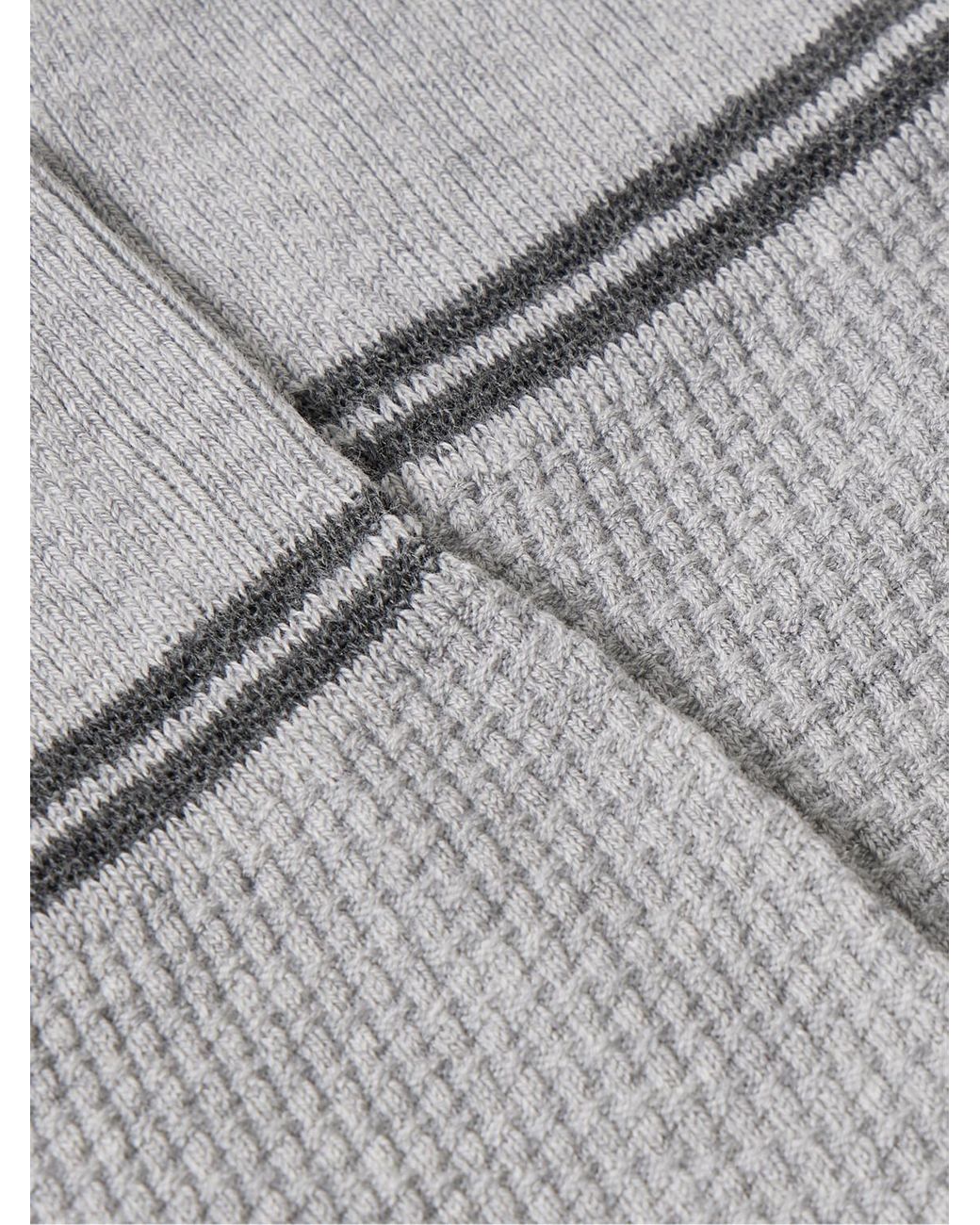 Zegna Gray Striped Textured Organic Cotton-Blend Socks for men