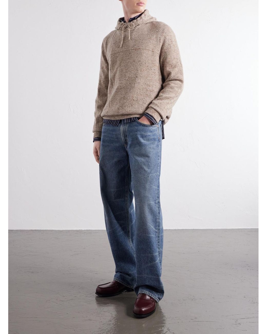 Inis Meáin Natural Merino Wool And Cashmere-Blend Hoodie for men