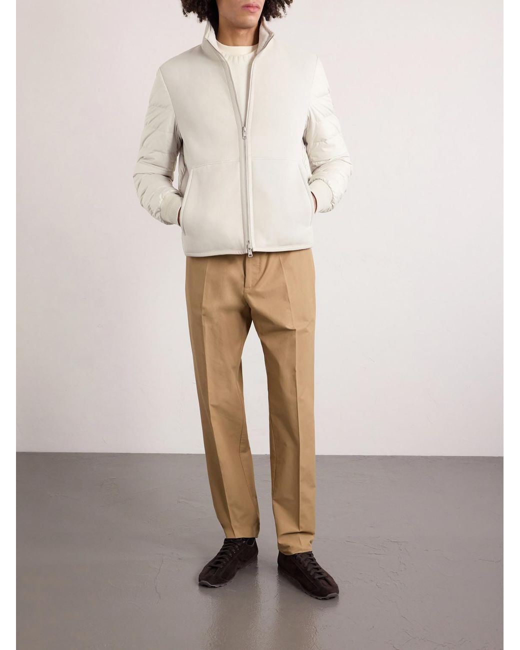 Moncler Natural Crachin Reversible Leather-Trimmed Quilted Shell And Shearling Down Jacket for men