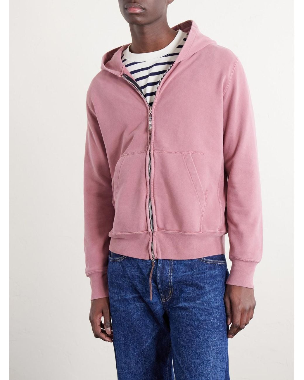Remi Relief Pink Cotton-jersey Zip-up Hoodie for men