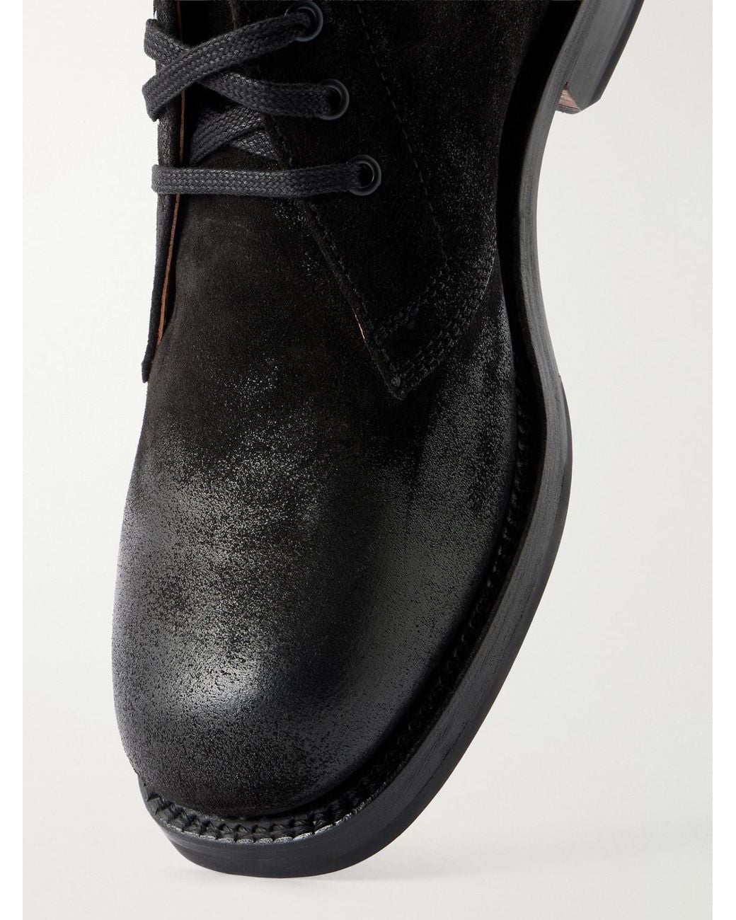GRENSON Black Rory Burnished-Suede Lace-Up Boots for men