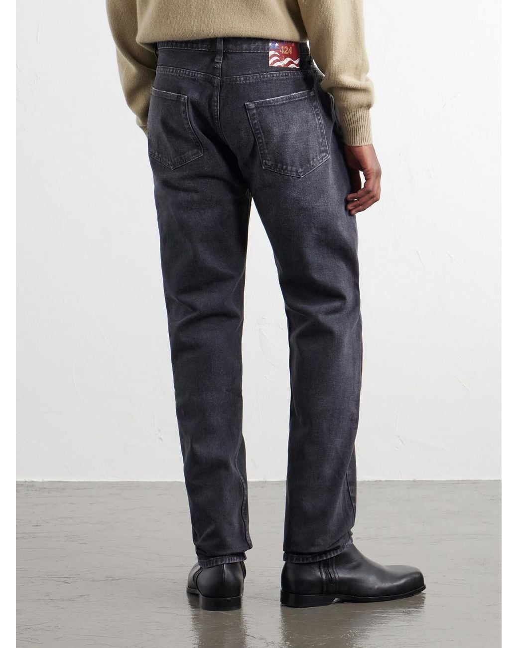 424 Blue Loose Straight-Leg Distressed Jeans for men