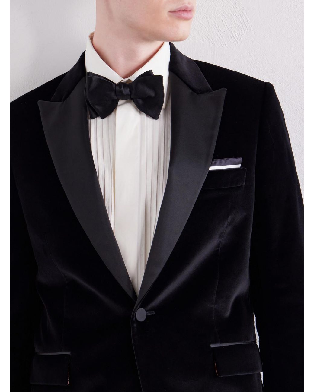 Paul Smith Black Satin-Trimmed Cotton-Velvet Tuxedo Jacket for men