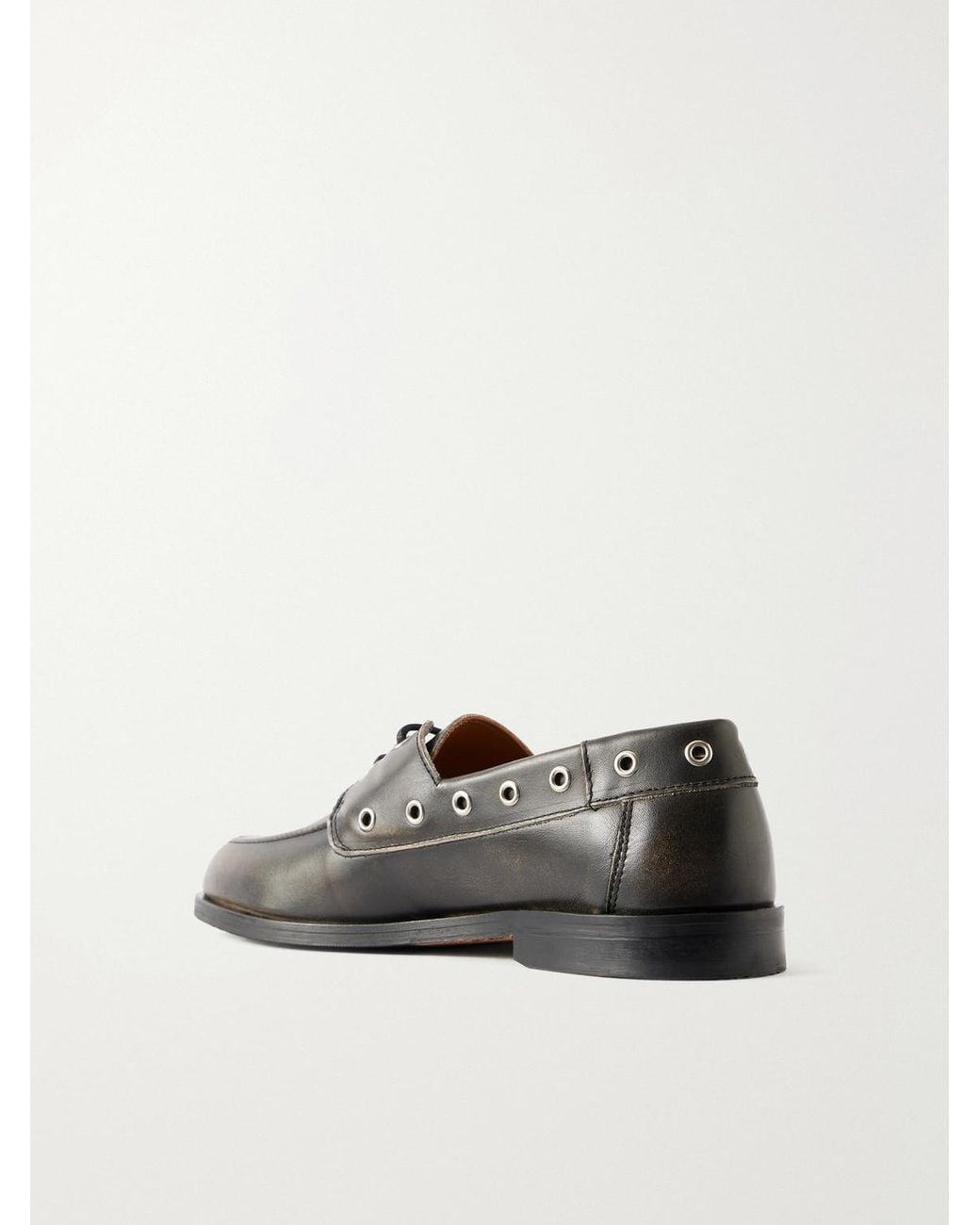 mfpen Black Scout Leather Boat Shoes for men