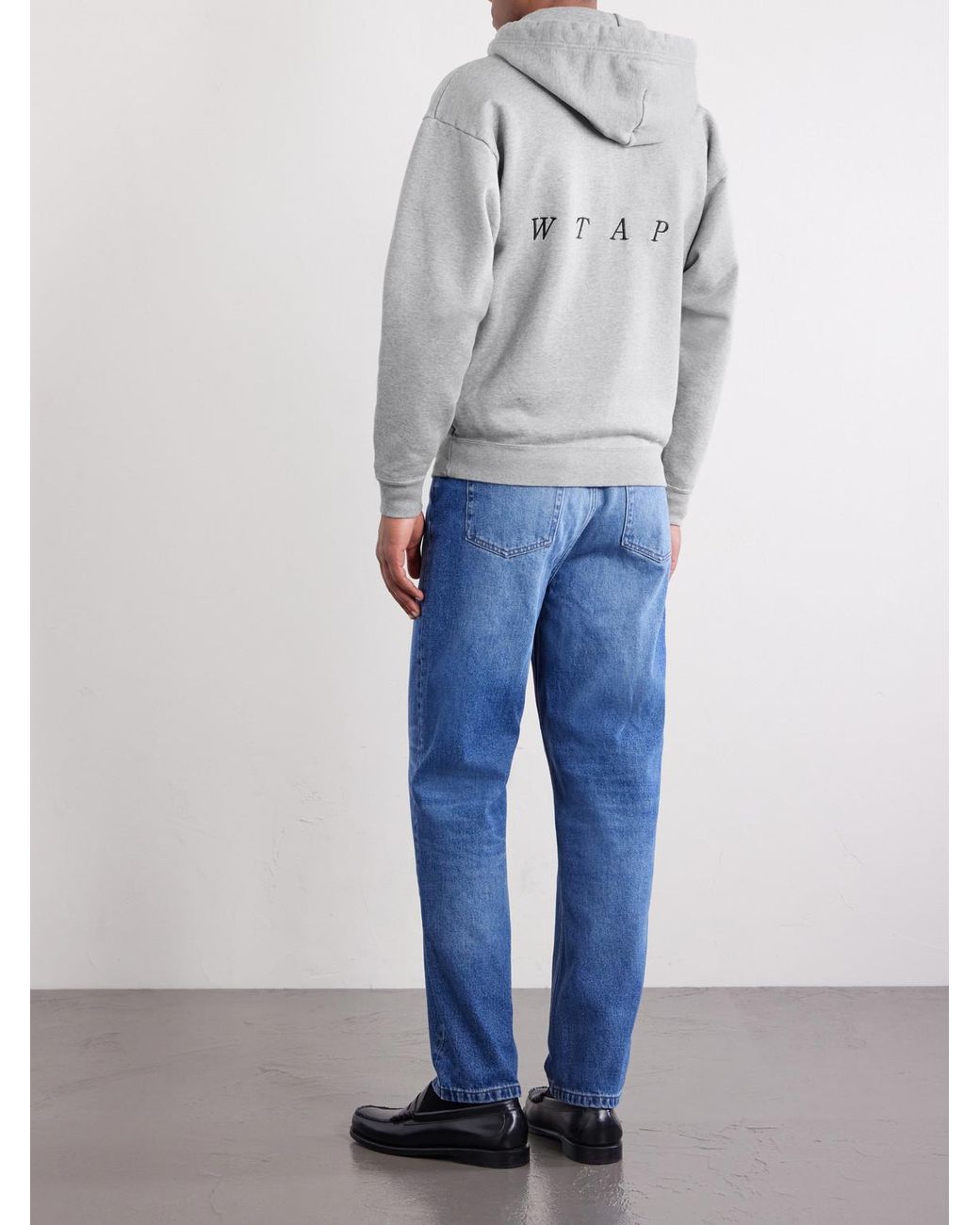 (w)taps Gray Throwdy Logo-appliquéd Cotton-jersey Zip-up Hoodie for men