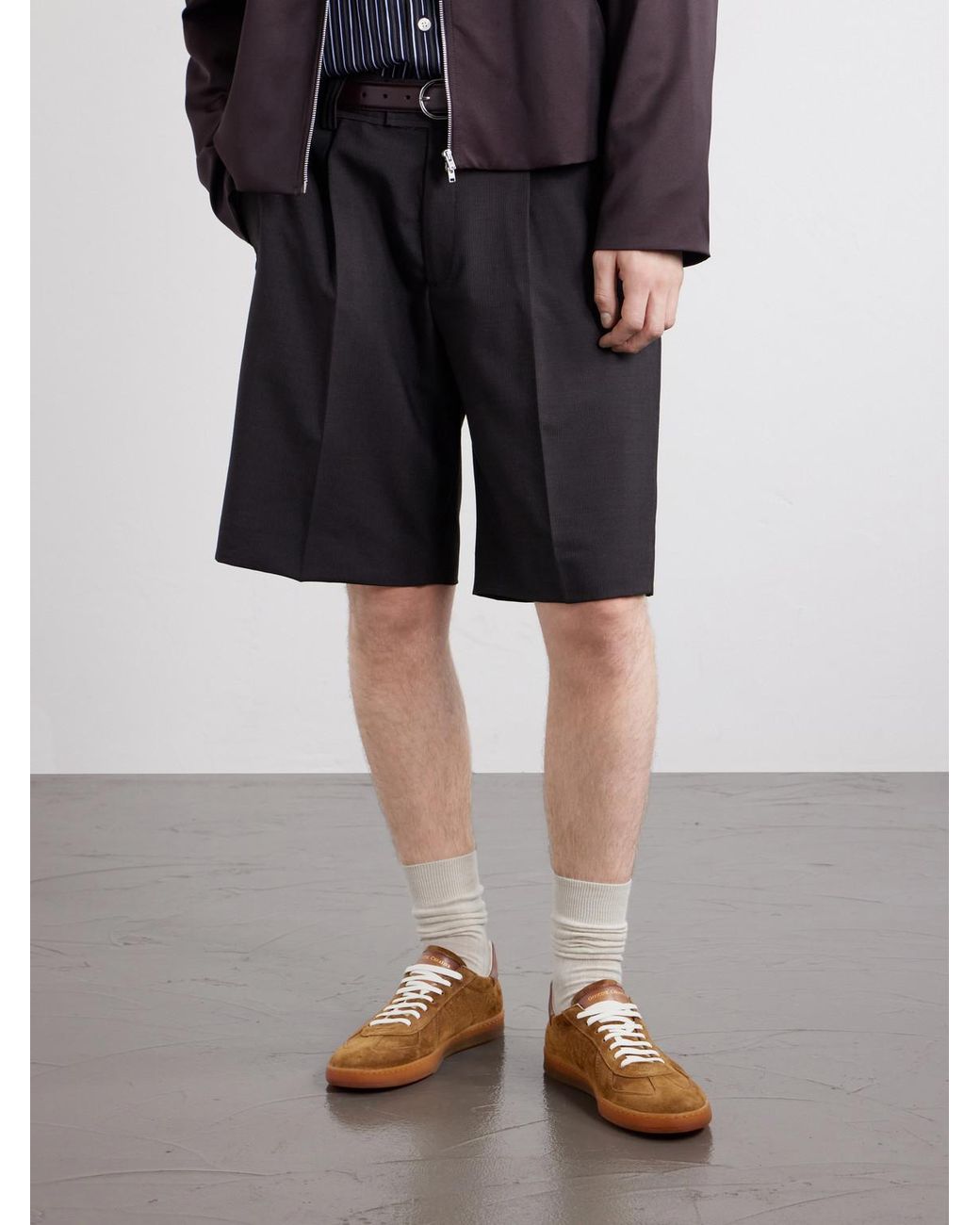 Officine Creative Brown Militia 002 Leather-trimmed Suede Sneakers for men
