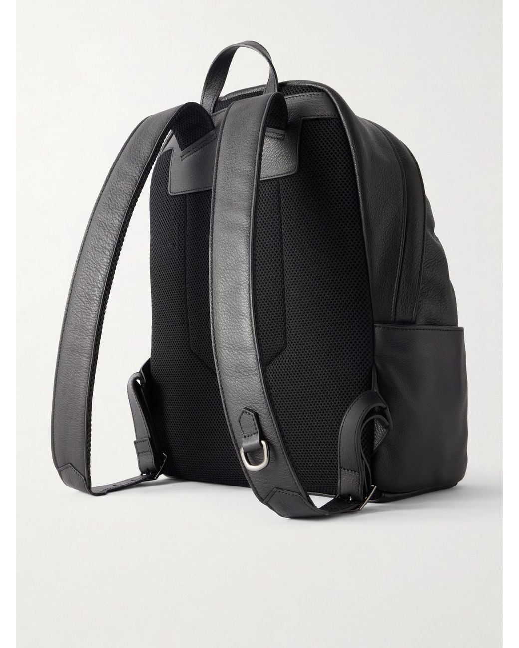 Canali Black Full-Grain Leather Backpack for men