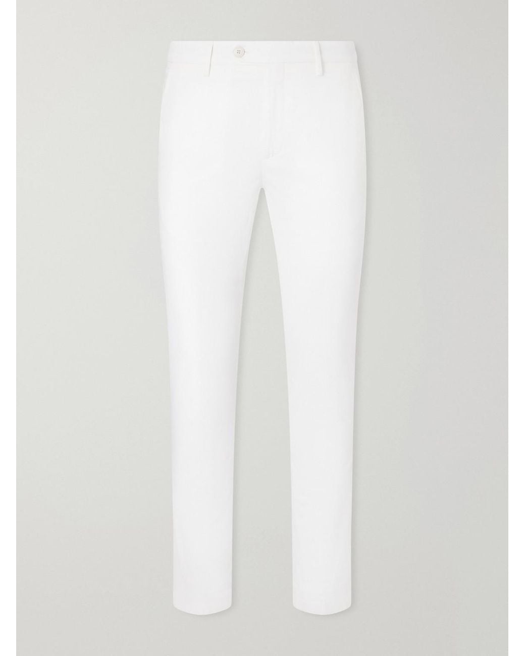 Canali White Tapered Stretch Cotton-Twill Trousers for men