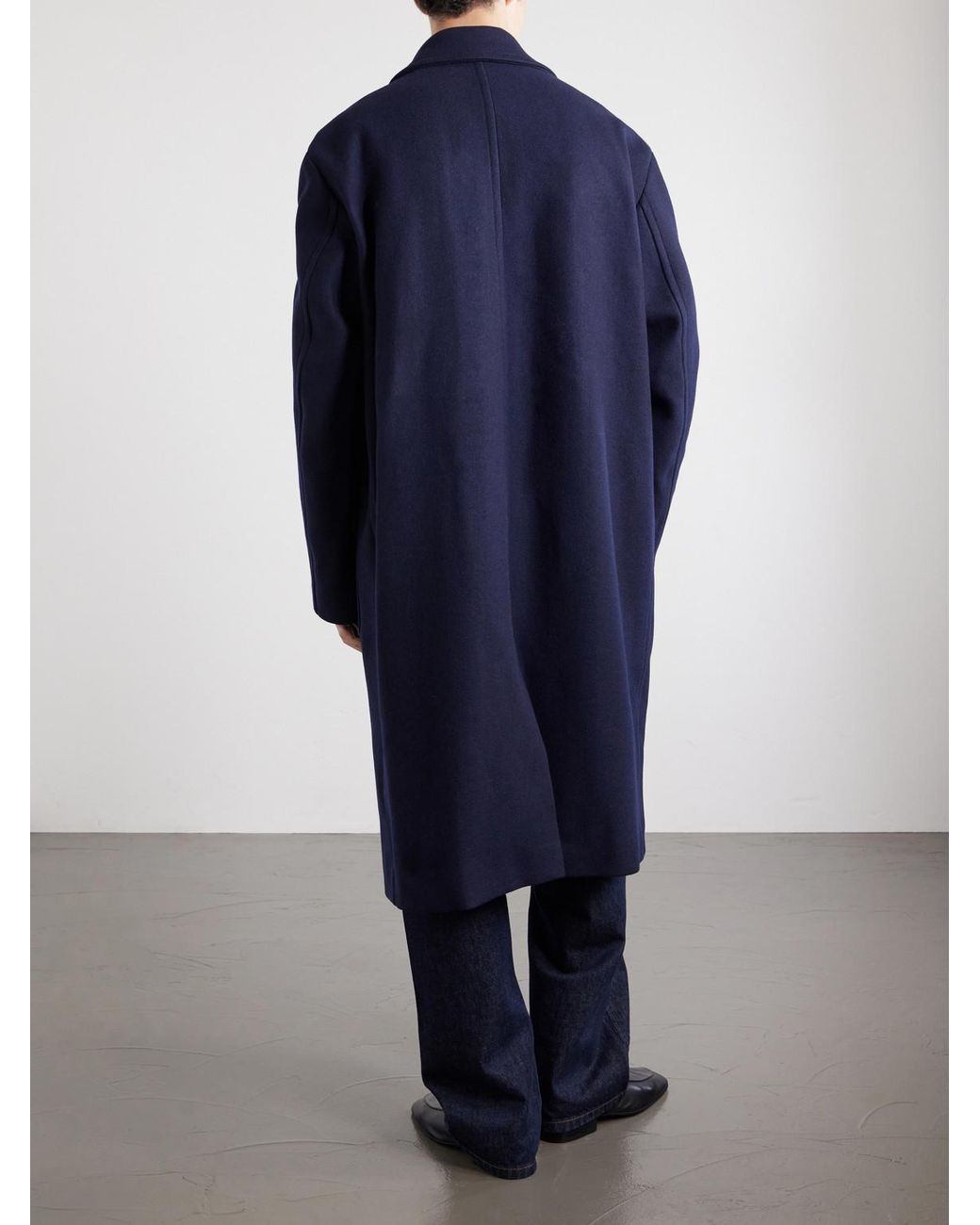 Dries Van Noten Blue Oversized Wool-Blend Coat for men