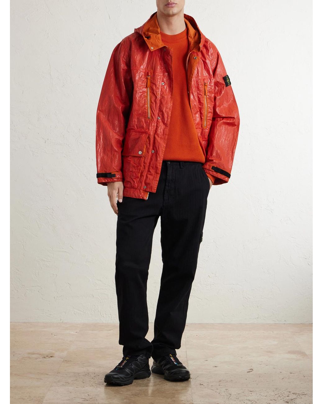 Stone Island Red Garment-Dyed Recycled Slick Nylon Tela-Tc Jacket for men