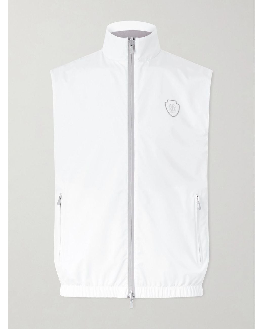 Brunello Cucinelli White Logo-Appliquéd Shell Golf Jacket for men