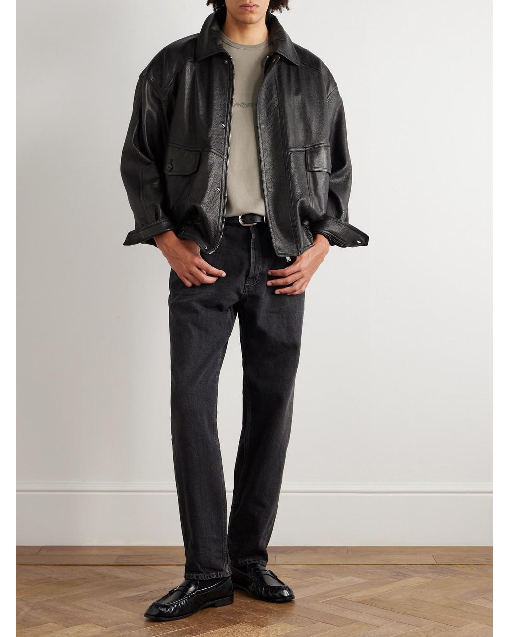 Saint Laurent Natural Logo-embroidered Cotton-jersey T-shirt for men