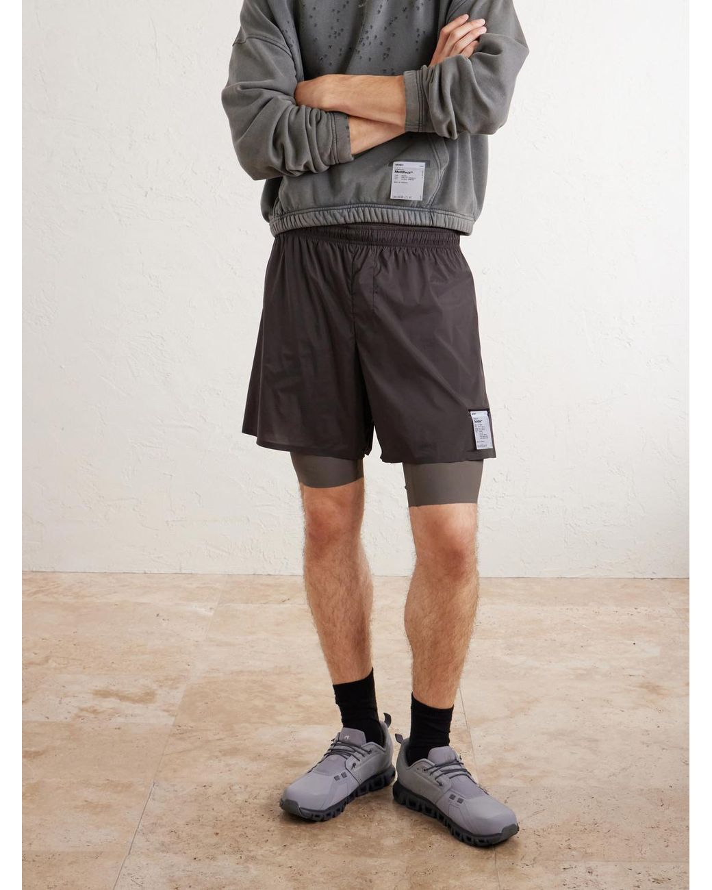Satisfy Gray Slim-Fit Layered 8&Quot; Techsilk And Justice&Trade; Coldblack&Reg; Shorts for men