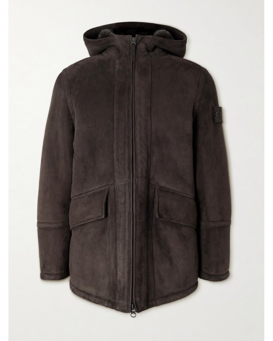 Stone Island Black Ghost Shearling Hooded Jacket for men
