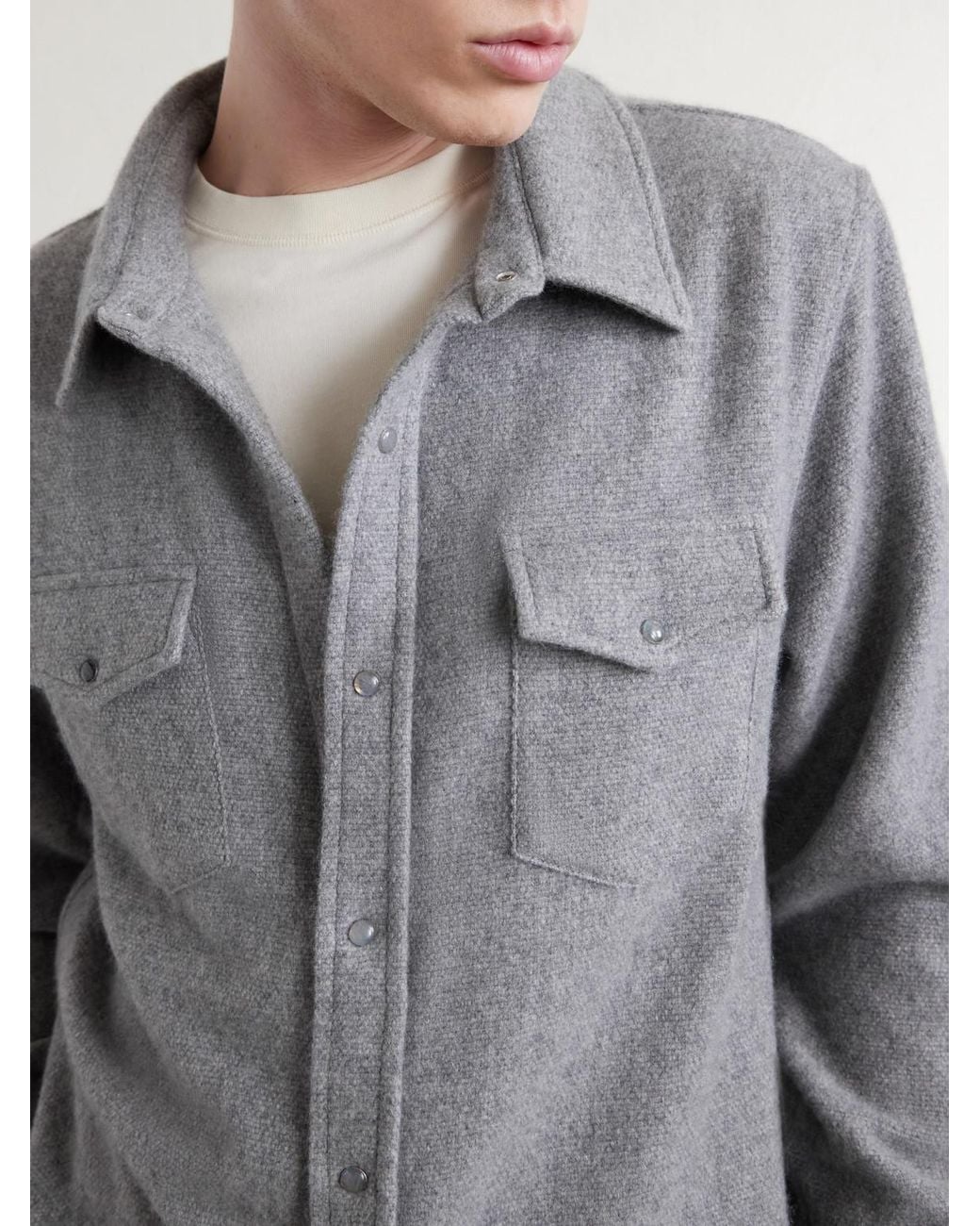 God's True Cashmere Gray Cashmere Shirt for men