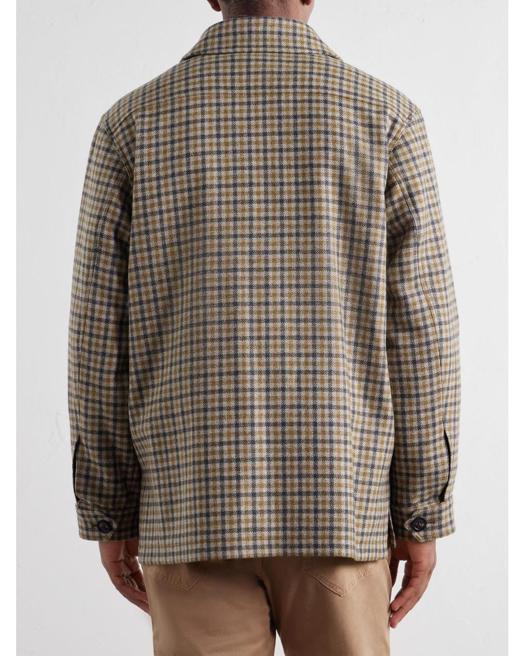 James Purdey & Sons Brown Checked Wool-Twill Overshirt for men