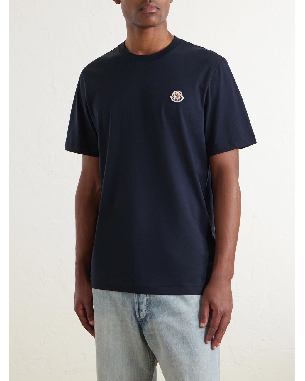 Moncler Blue Pack Of Three Logo-Appliquéd Cotton-Jersey T-Shirt for men