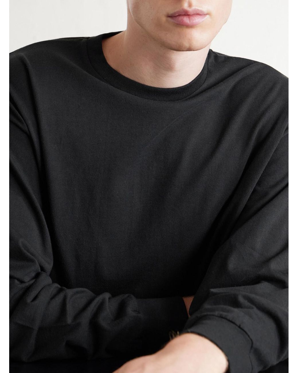A.PRESSE Blue Cotton And Cashmere-Blend T-Shirt for men