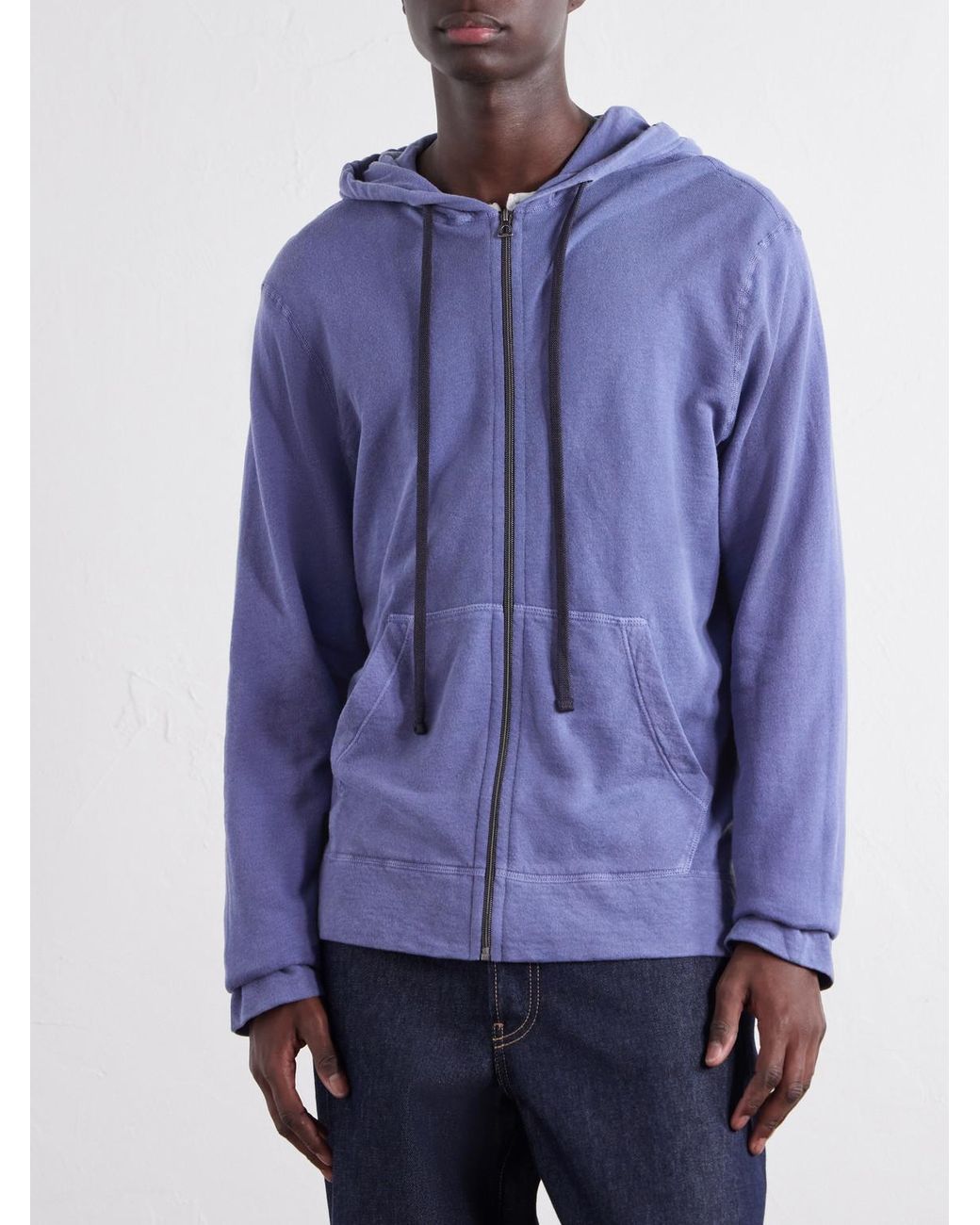 James Perse Blue Supima Cotton-Jersey Zip-Up Hoodie for men
