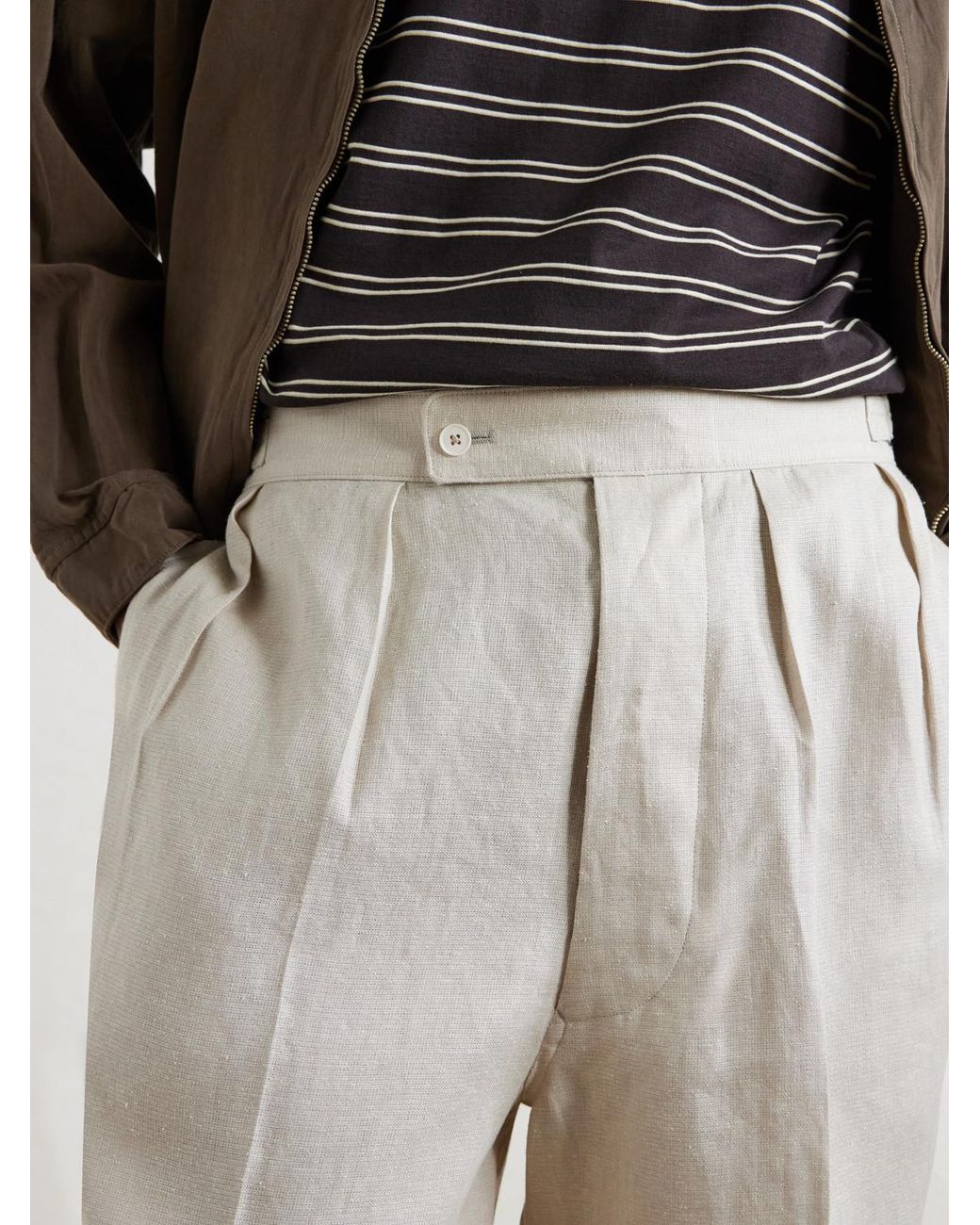 Kaptain Sunshine Natural Gurkha Straight-leg Linen And Silk-blend Shorts for men
