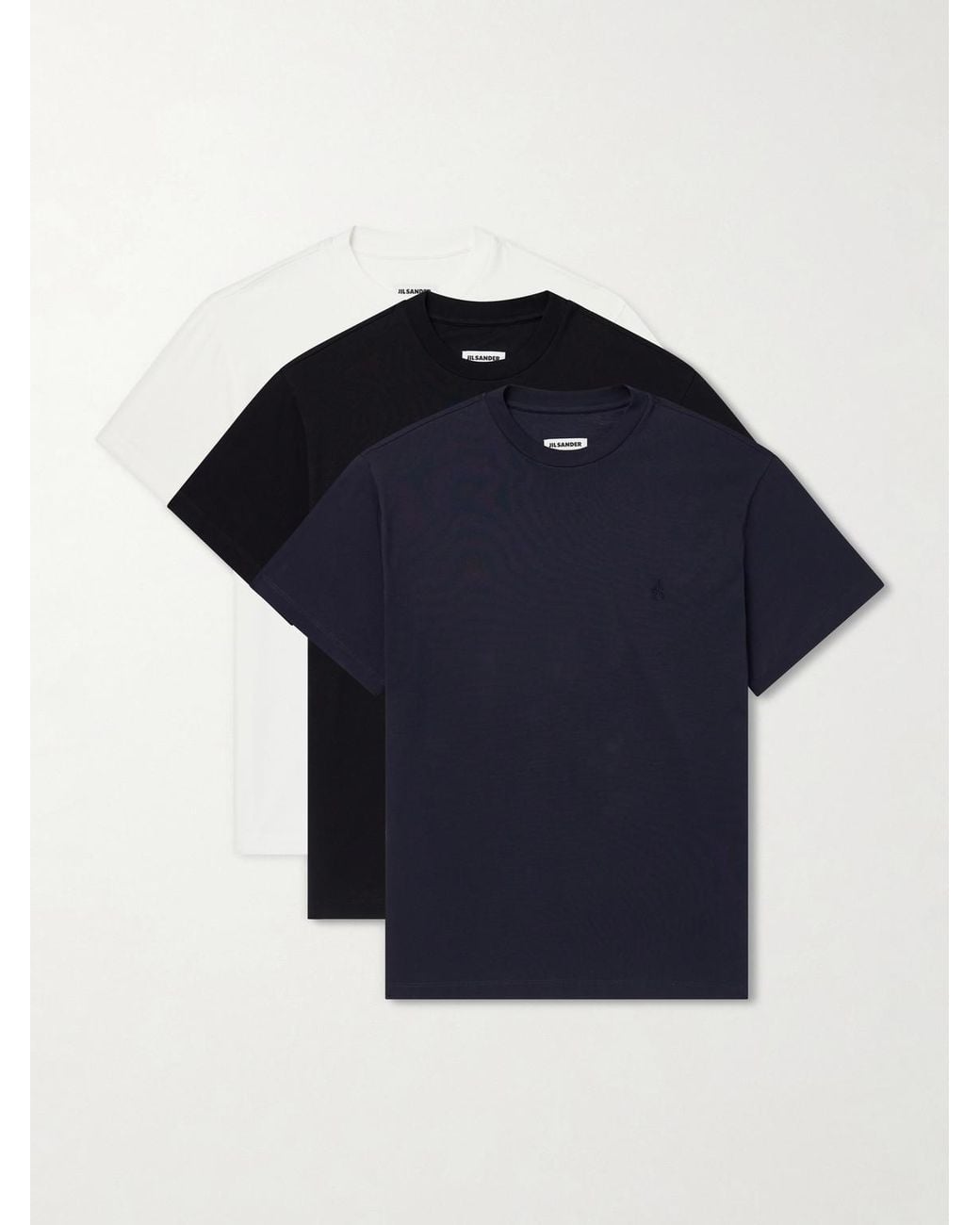 Jil Sander Blue Three-Pack Logo-Appliquéd Cotton-Jersey T-Shirts for men
