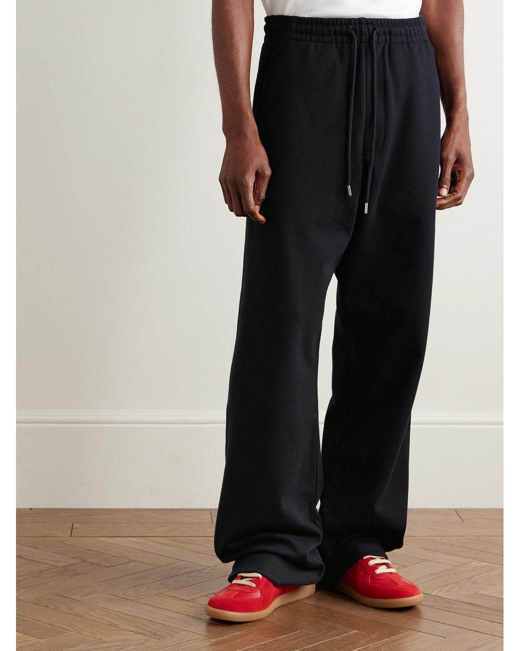 Dries Van Noten Blue Straight-Leg Cotton-Jersey Sweatpants for men