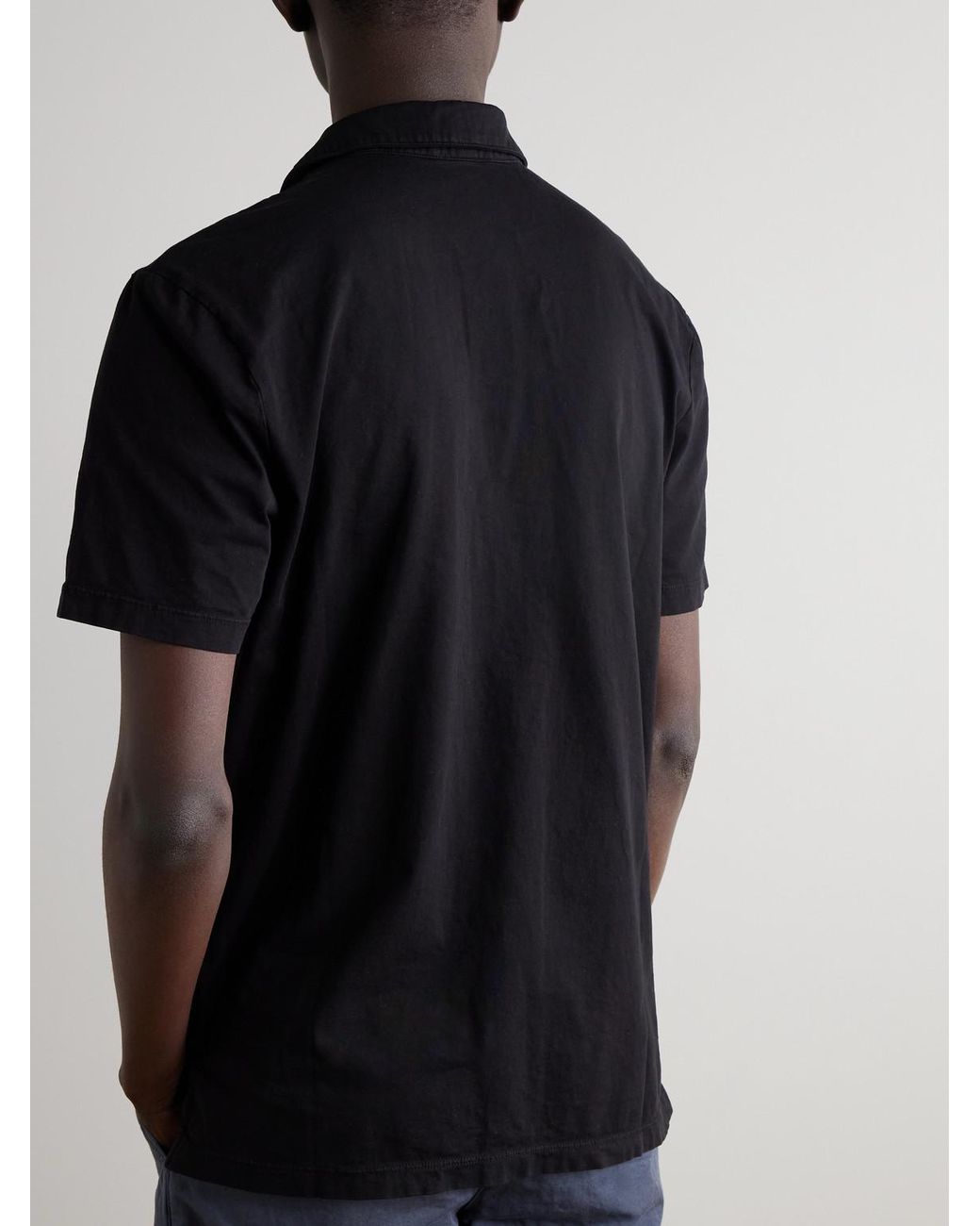 James Perse Black Slim-Fit Supima Cotton-Jersey Polo Shirt for men