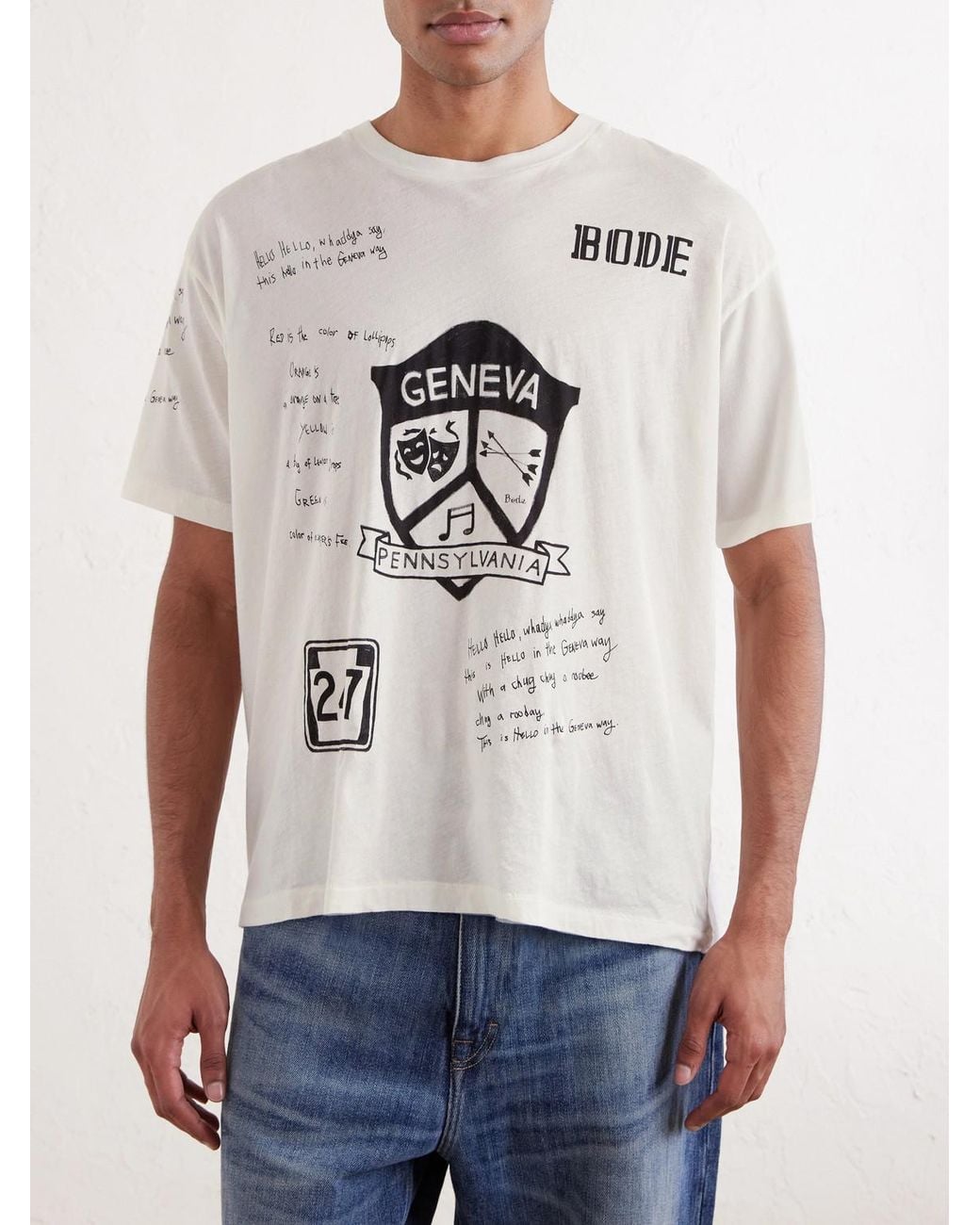 Bode Natural Camp Crest Printed Cotton-jersey T-shirt for men