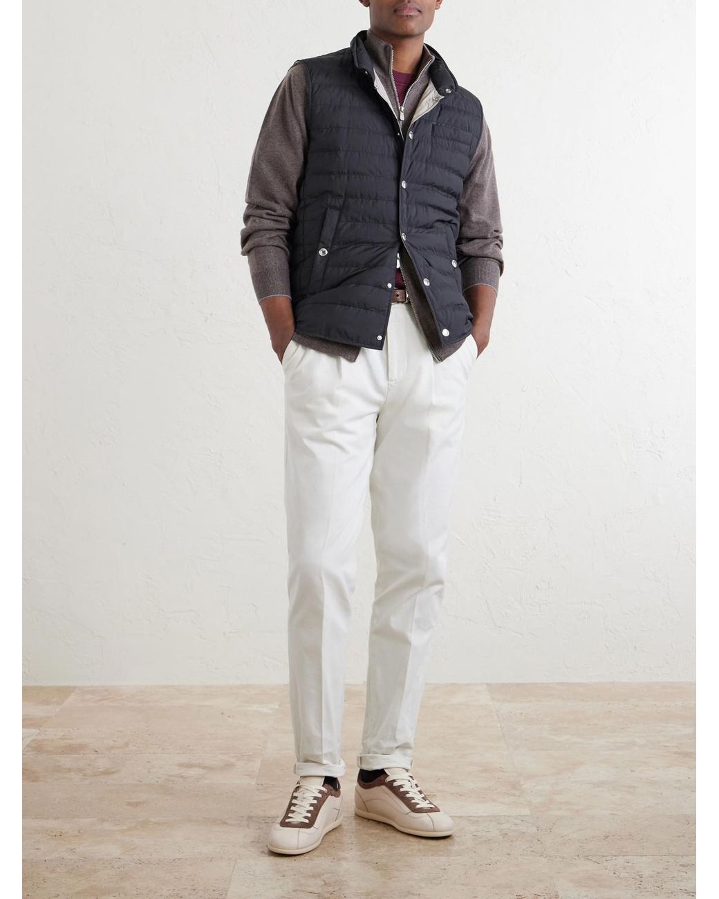 Brunello Cucinelli Blue Quilted Shell Down Gilet for men