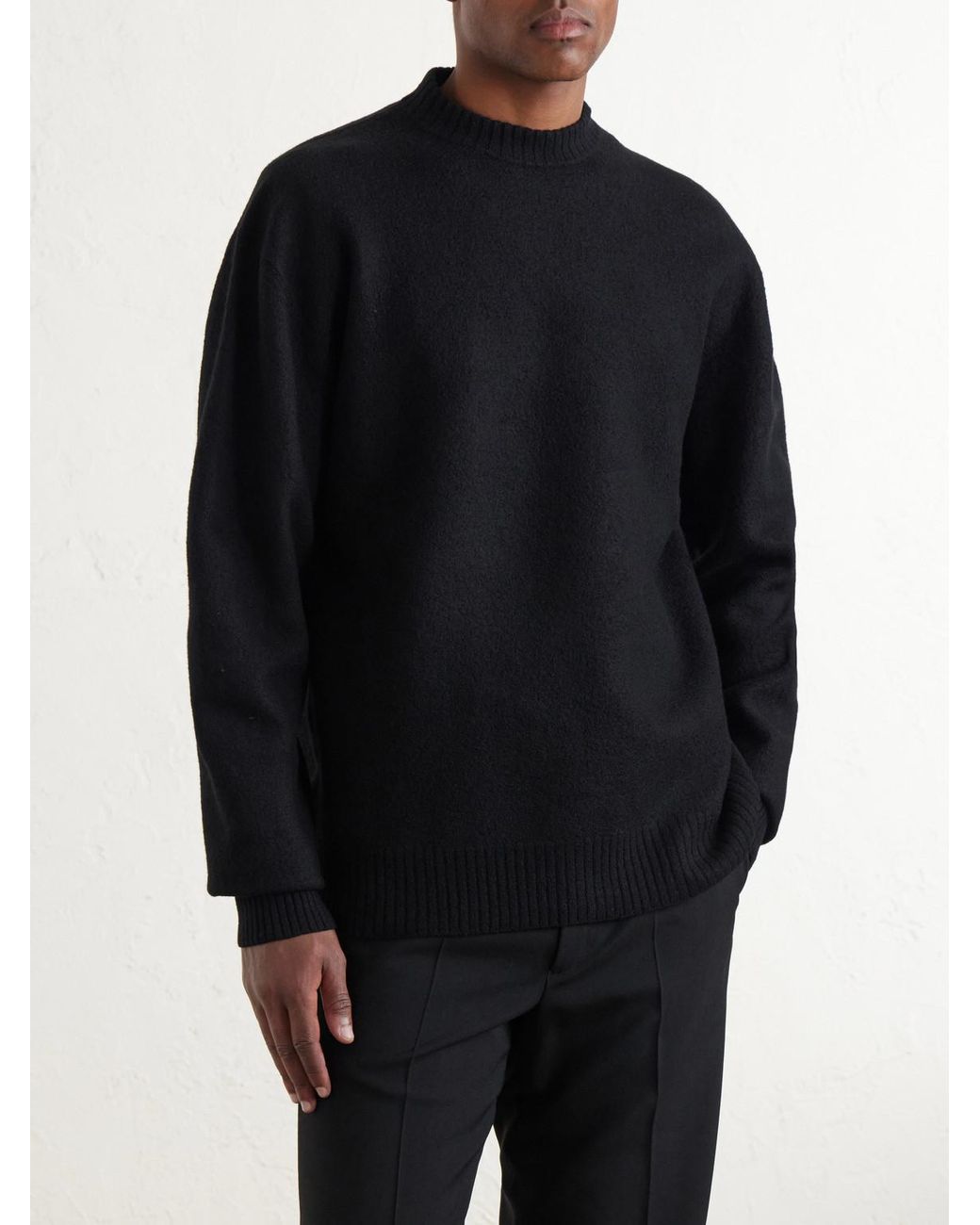Jil Sander Blue Boiled Wool Sweater for men