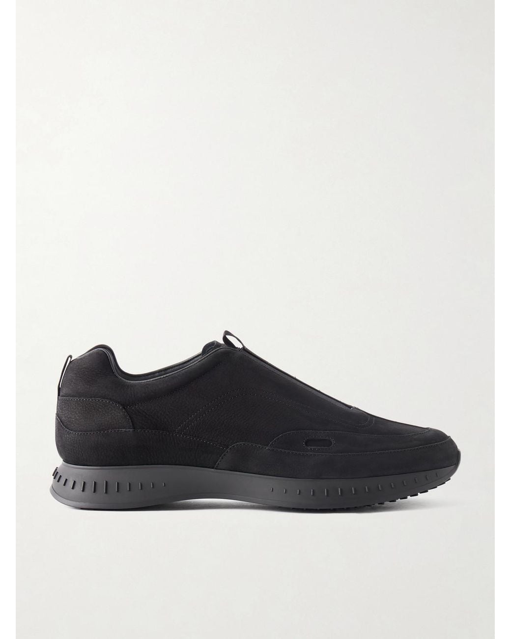 John Lobb Black Elastic Stream Nubuck Sneakers for men