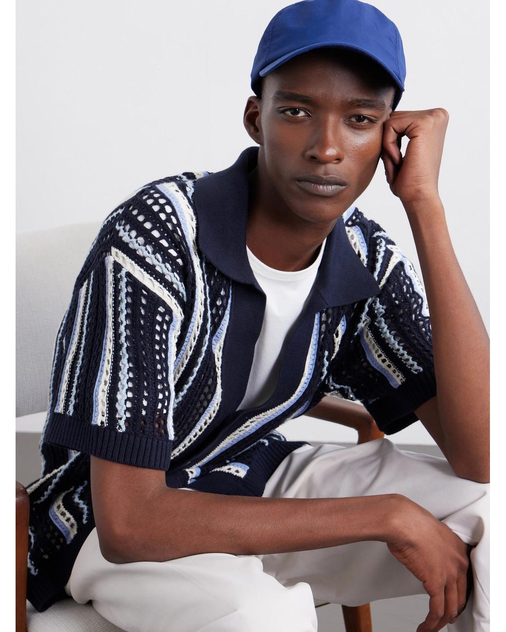 Frescobol Carioca Blue Fernando Logo-Embroidered Baseball Cap for men
