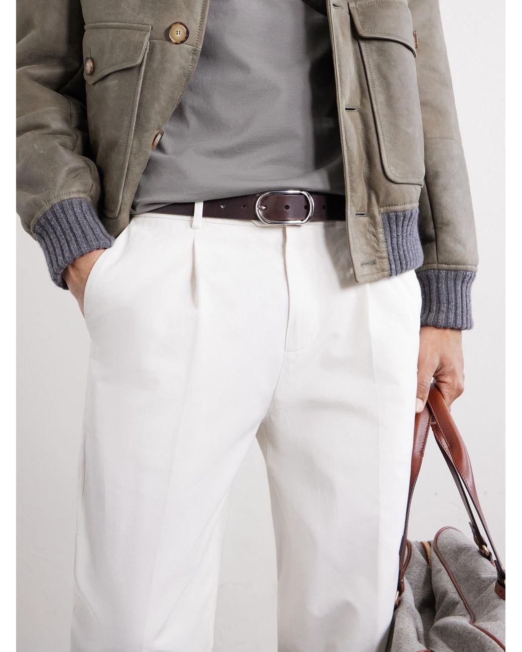Brunello Cucinelli Brown 3Cm Leather Belt for men