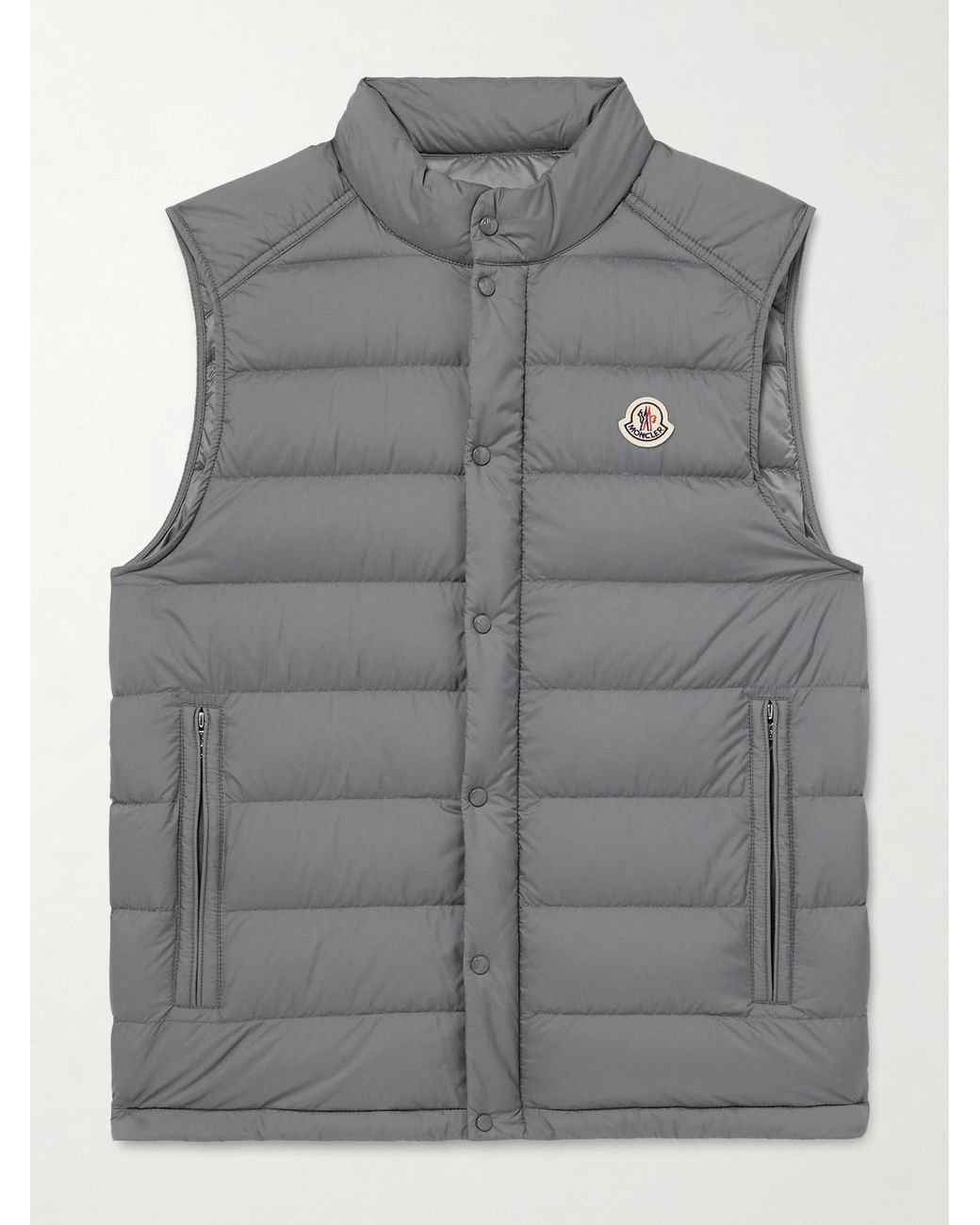 Moncler Gray Barthe Logo-Appliquéd Quilted Nylon Down Gilet for men