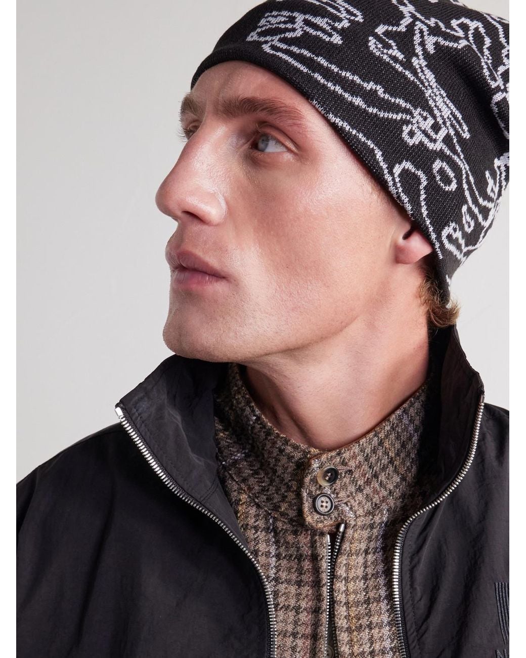 Blue Blue Japan Black Cloud Sea Jacquard Beanie for men