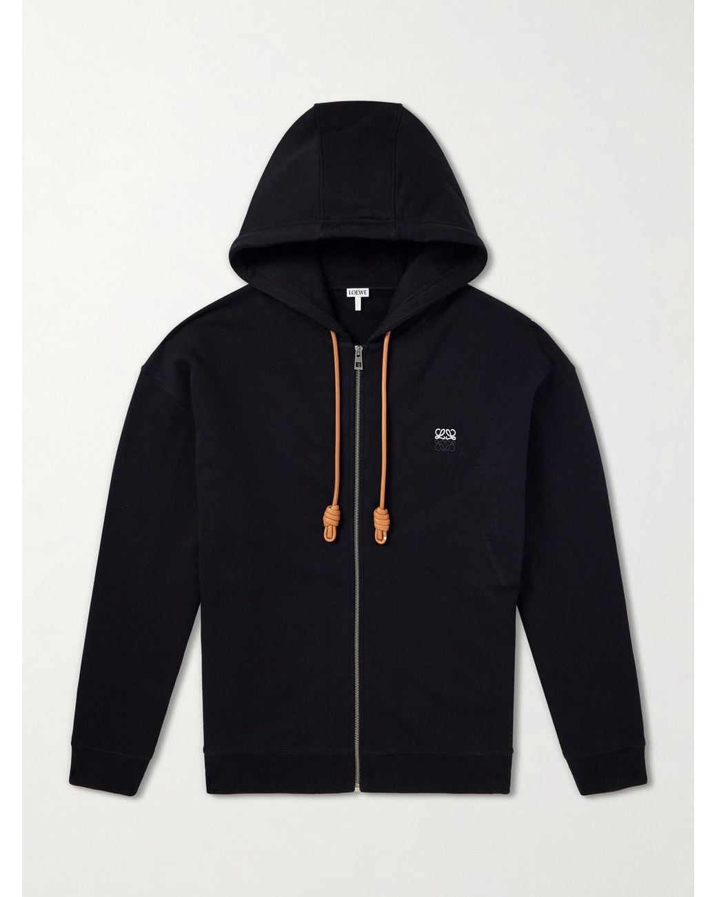 Loewe Blue Anagram-Embroidered Cotton-Jersey Zip-Up Hoodie for men